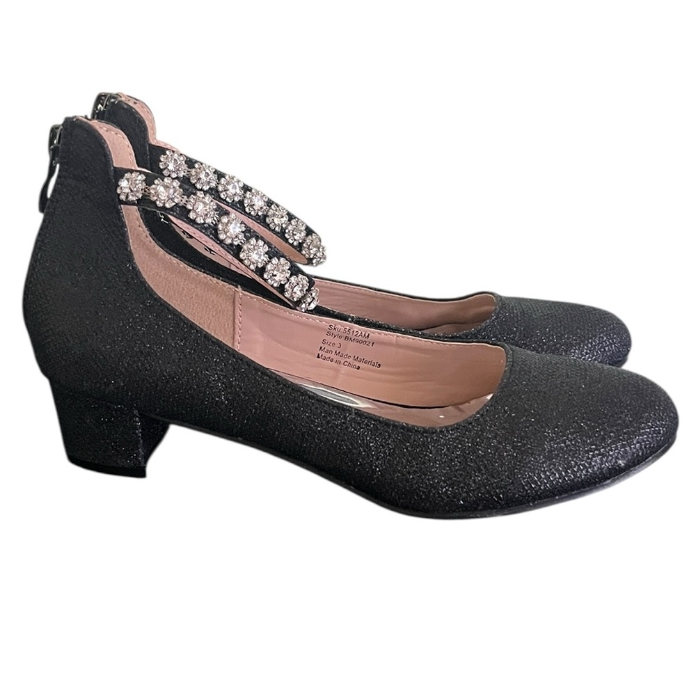 Badgley Mischka Girls' Glitter Mesh Block Heel